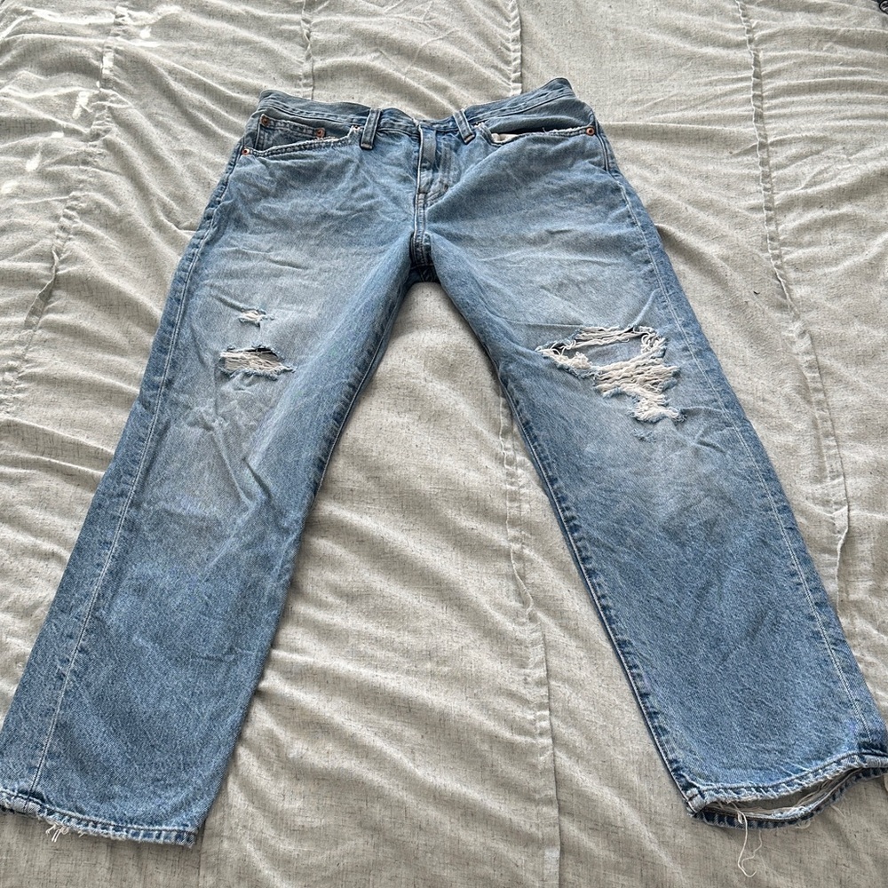 J. Crew Slouchy Boyfriend Distressed Blue Jeans